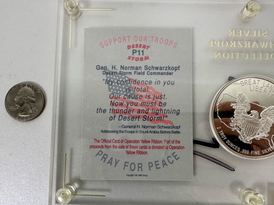 2 Troy Ounces .999 Fine Silver Schwarzkopf Collection Hand Signed Official Card of Operation Yellow Ribbon  [Photo 13]
