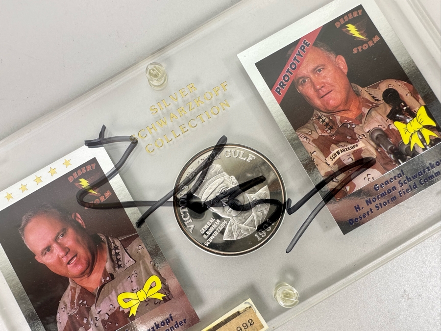 2 Troy Ounces .999 Fine Silver Schwarzkopf Collection Hand Signed Official Card of Operation Yellow Ribbon  [Photo 9]