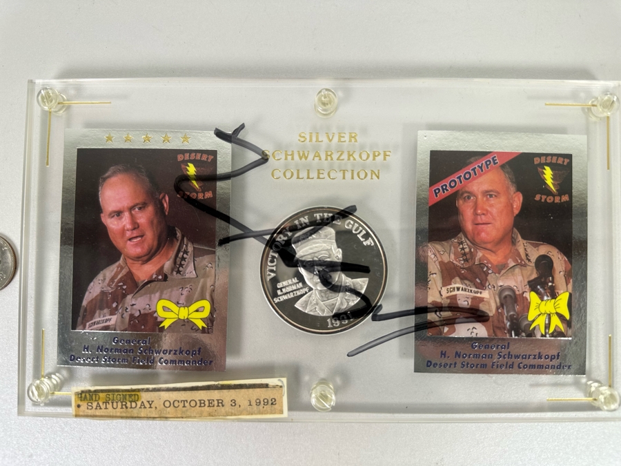 2 Troy Ounces .999 Fine Silver Schwarzkopf Collection Hand Signed Official Card of Operation Yellow Ribbon  [Photo 3]