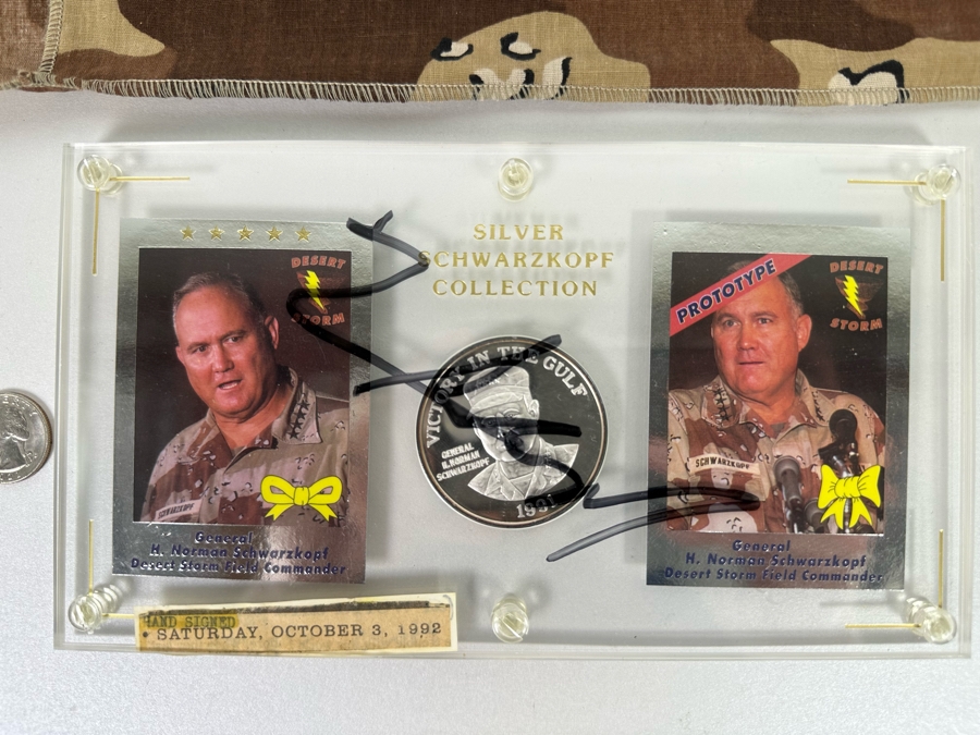 2 Troy Ounces .999 Fine Silver Schwarzkopf Collection Hand Signed Official Card of Operation Yellow Ribbon 