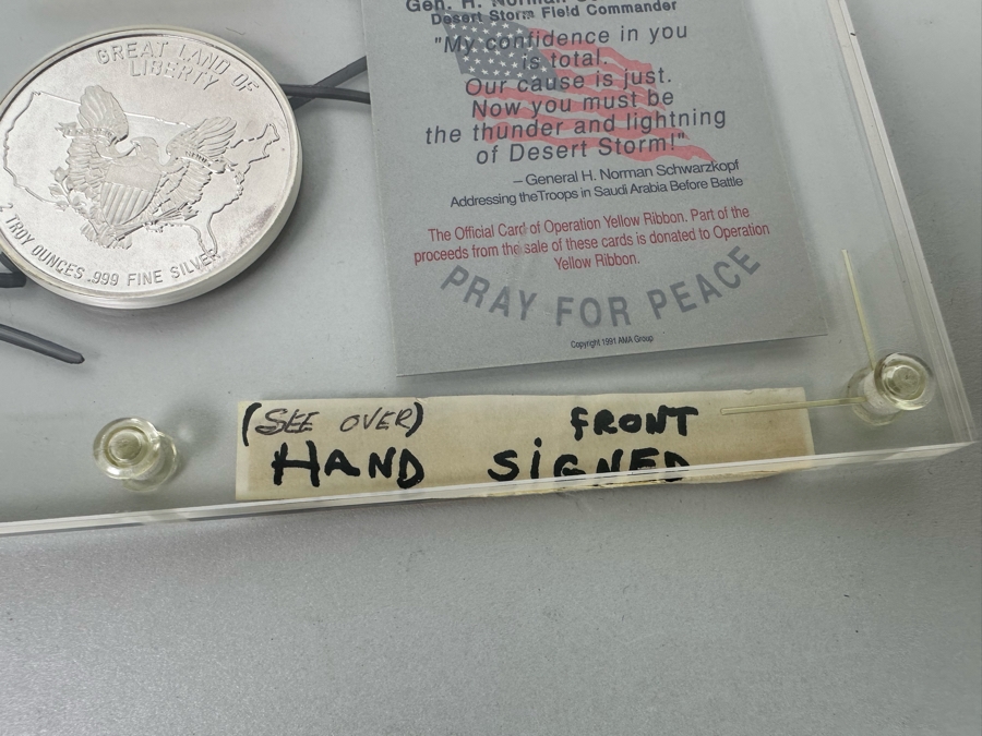 2 Troy Ounces .999 Fine Silver Schwarzkopf Collection Hand Signed Official Card of Operation Yellow Ribbon  [Photo 15]