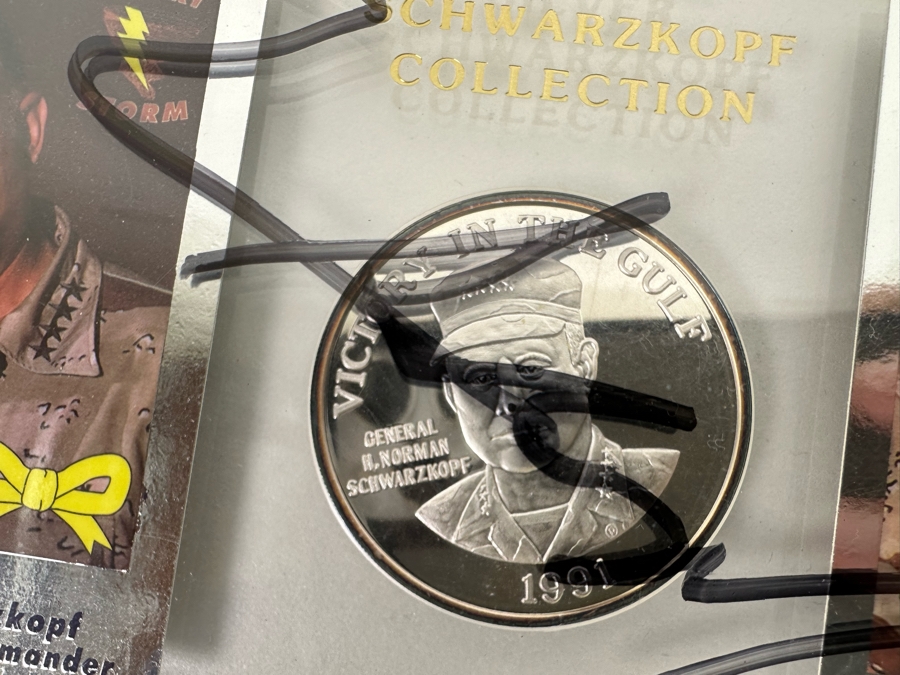 2 Troy Ounces .999 Fine Silver Schwarzkopf Collection Hand Signed Official Card of Operation Yellow Ribbon  [Photo 5]