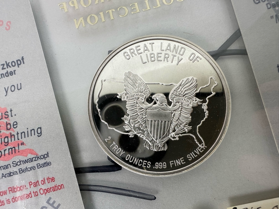 2 Troy Ounces .999 Fine Silver Schwarzkopf Collection Hand Signed Official Card of Operation Yellow Ribbon  [Photo 11]