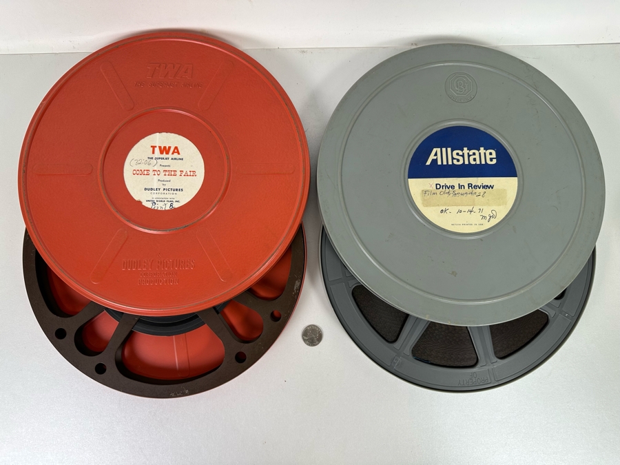 Pair Of Vintage Movie Film Reels: TWA The Superjet Airline Presents Come To The Fair & Allstate Drive In Review [Photo 3]