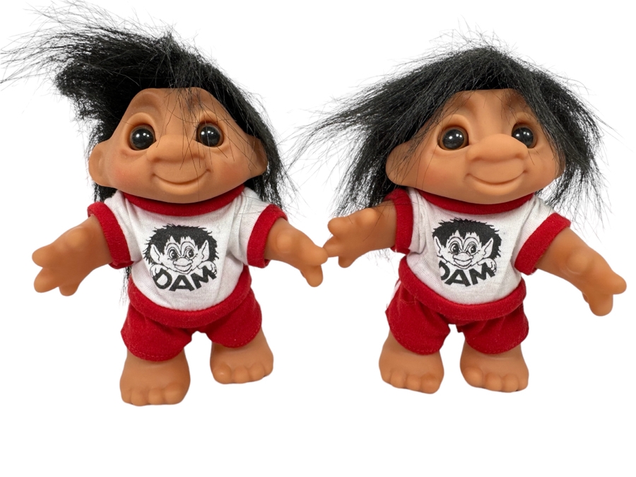 Pair Of Vintage DAM Troll Dolls By Thomas Dam From Denmark Troll Company 6'H