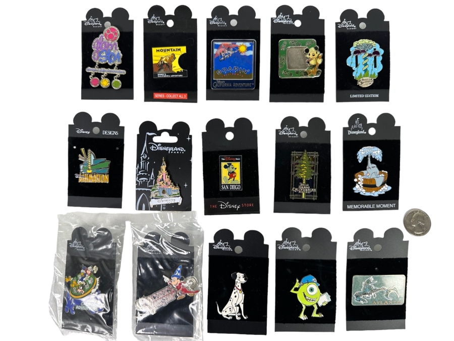 Fifteen Vintage Disney Trading Pins New On Cards [Photo 1]