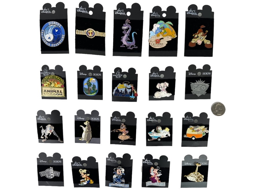 Twenty Vintage Disney Trading Pins New On Cards [Photo 1]