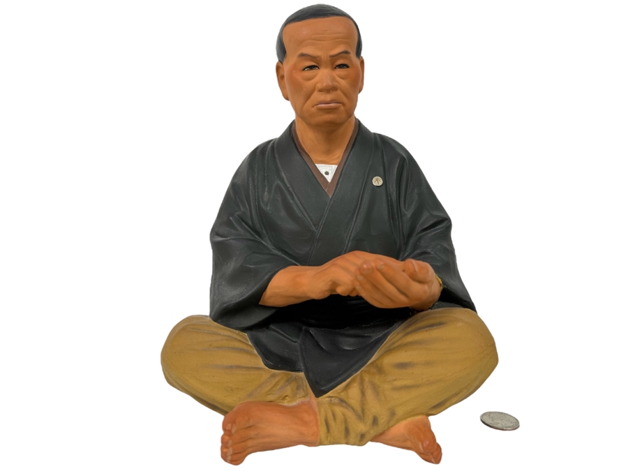 Vintage Japanese Hakata Urasaki Hand Painted Ceramic Doll Figurine Seated Man 8W X 12.5H [Photo 1]