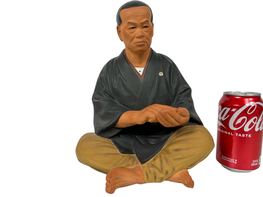 Vintage Japanese Hakata Urasaki Hand Painted Ceramic Doll Figurine Seated Man 8W X 12.5H [Photo 2]