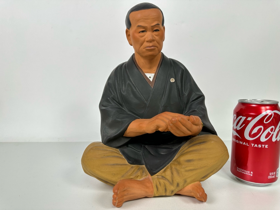 Vintage Japanese Hakata Urasaki Hand Painted Ceramic Doll Figurine Seated Man 8W X 12.5H [Photo 14]