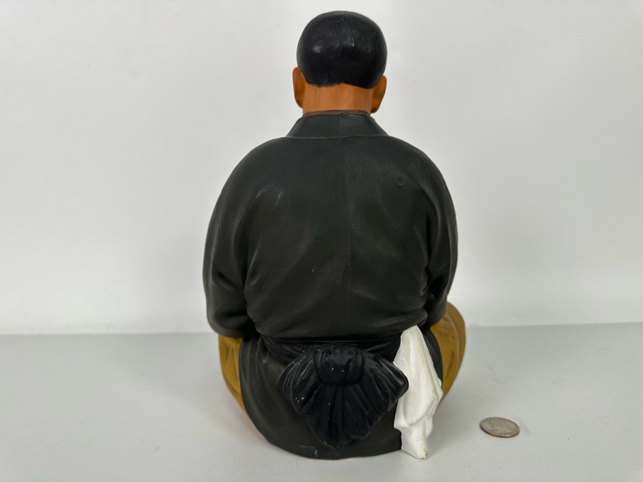 Vintage Japanese Hakata Urasaki Hand Painted Ceramic Doll Figurine Seated Man 8W X 12.5H [Photo 8]