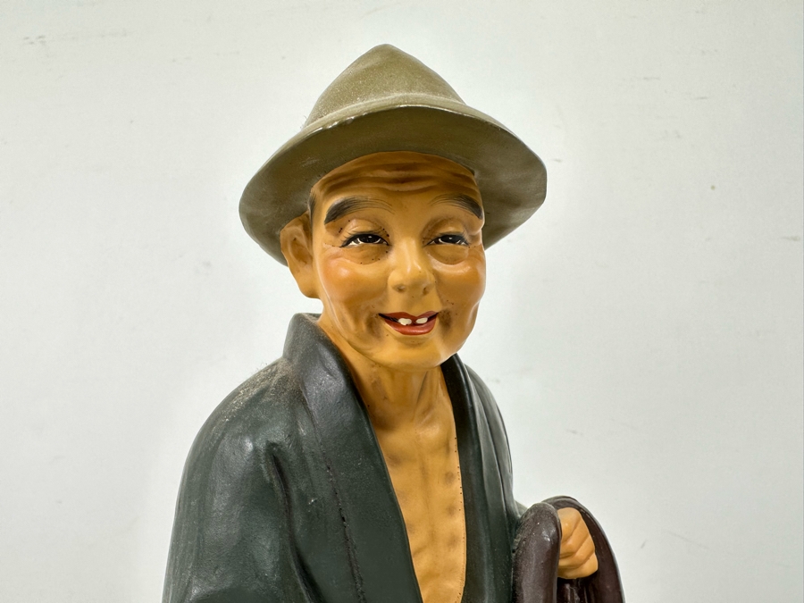Vintage Japanese Hakata Urasaki Hand Painted Ceramic Doll Figurine Fisherman With Net 8.5W X 12.5H [Photo 5]