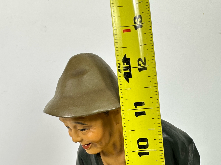 Vintage Japanese Hakata Urasaki Hand Painted Ceramic Doll Figurine Fisherman With Net 8.5W X 12.5H [Photo 14]