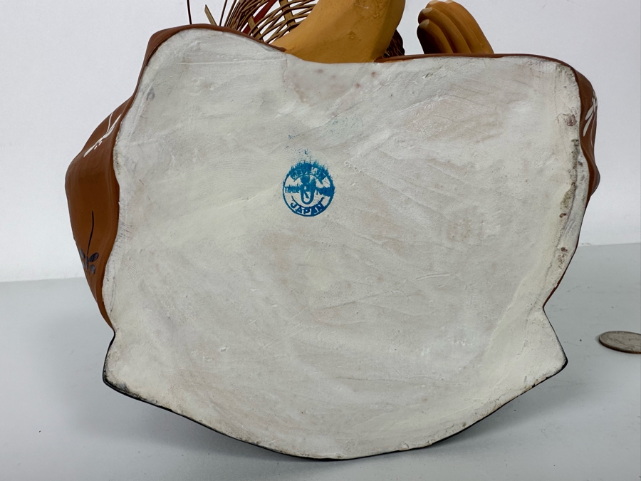 Vintage Japanese Hakata Urasaki Hand Painted Ceramic Doll Figurine Man Weaving Basket 8W X 9H [Photo 10]