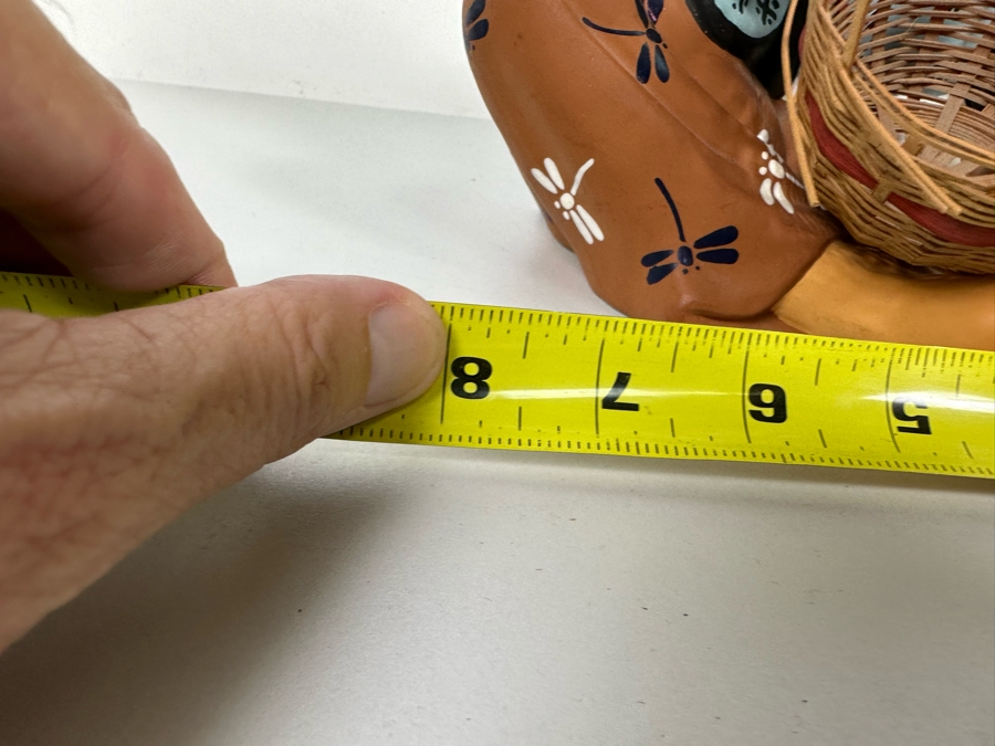 Vintage Japanese Hakata Urasaki Hand Painted Ceramic Doll Figurine Man Weaving Basket 8W X 9H [Photo 12]