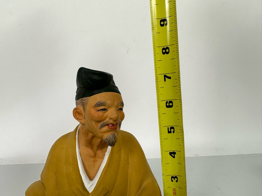 Vintage Japanese Hakata Urasaki Hand Painted Ceramic Doll Figurine Seated Man With Sword 6W X 7.5H [Photo 12]