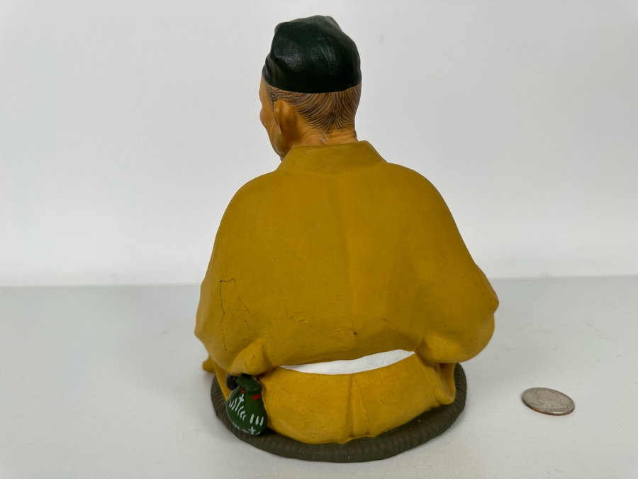 Vintage Japanese Hakata Urasaki Hand Painted Ceramic Doll Figurine Seated Man With Sword 6W X 7.5H [Photo 7]