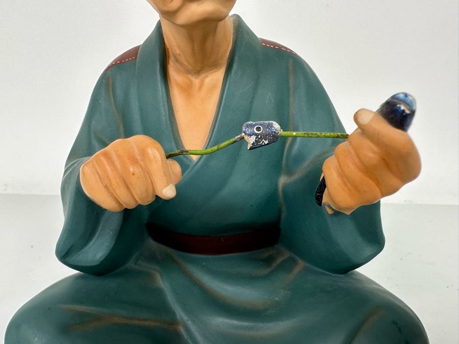 Vintage Japanese Hakata Urasaki Hand Painted Ceramic Doll Figurine Seated Man 5W X 7H [Photo 5]