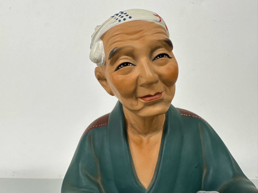 Vintage Japanese Hakata Urasaki Hand Painted Ceramic Doll Figurine Seated Man 5W X 7H [Photo 6]