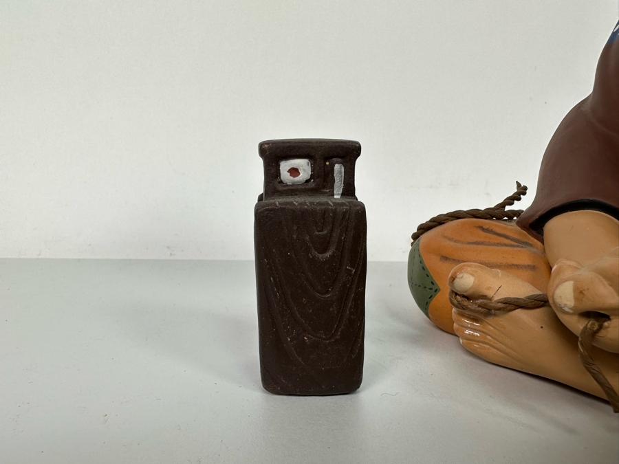 Vintage Japanese Hakata Urasaki Hand Painted Ceramic Doll Figurine Seated Man 7.5W X 8H [Photo 10]