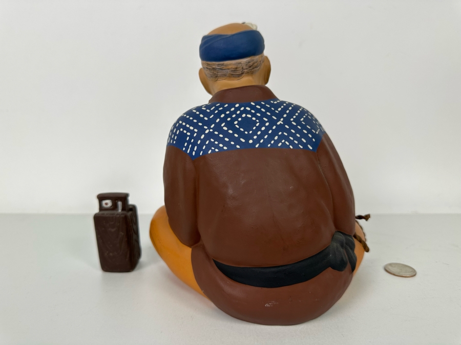 Vintage Japanese Hakata Urasaki Hand Painted Ceramic Doll Figurine Seated Man 7.5W X 8H [Photo 7]