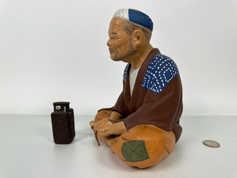 Vintage Japanese Hakata Urasaki Hand Painted Ceramic Doll Figurine Seated Man 7.5W X 8H [Photo 8]