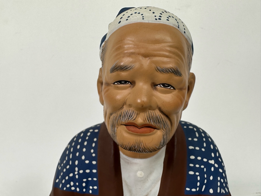 Vintage Japanese Hakata Urasaki Hand Painted Ceramic Doll Figurine Seated Man 7.5W X 8H [Photo 4]