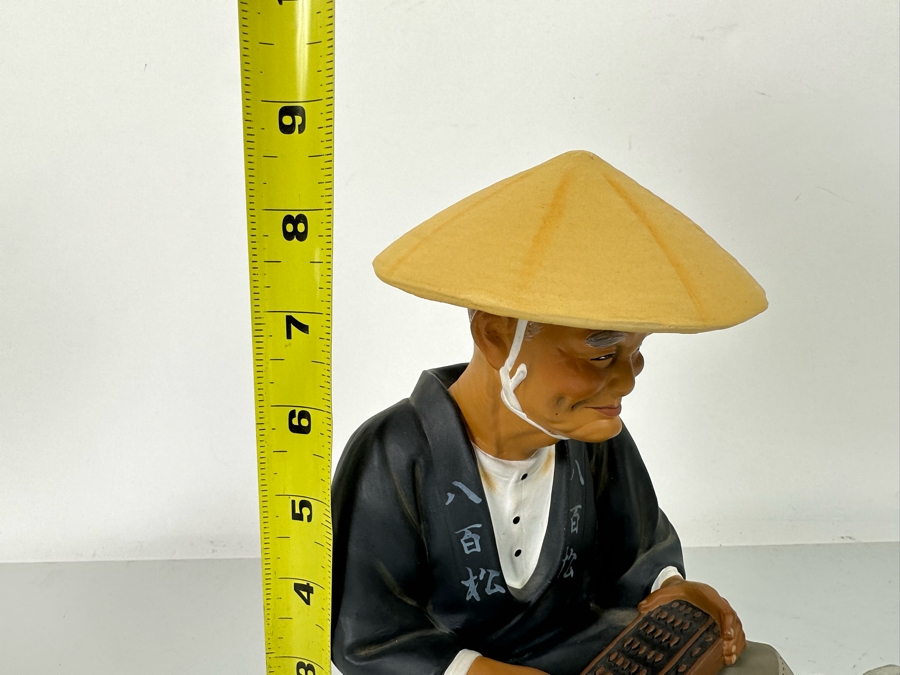 Vintage Japanese Hakata Urasaki Hand Painted Ceramic Doll Figurine Seated Man With Vegetable Basket 8W X 9H [Photo 20]