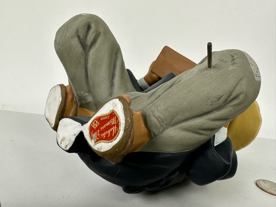 Vintage Japanese Hakata Urasaki Hand Painted Ceramic Doll Figurine Seated Man With Vegetable Basket 8W X 9H [Photo 15]