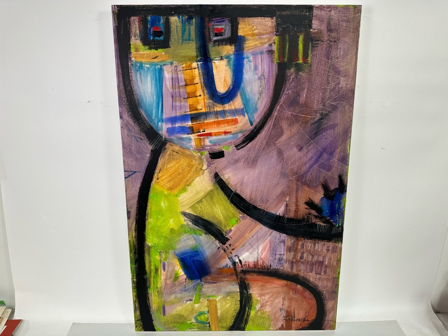 Christina Rosenthal (B. 1951, So Cal) Original Abstract Painting on Canvas 24W x 36H [Photo 3]