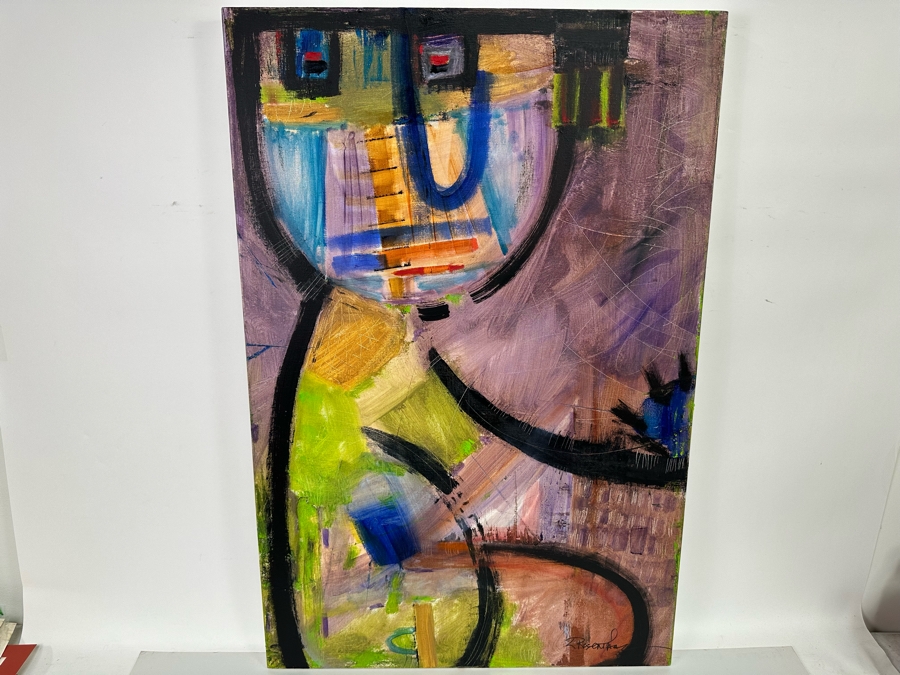 Christina Rosenthal (B. 1951, So Cal) Original Abstract Painting on Canvas 24W x 36H [Photo 2]