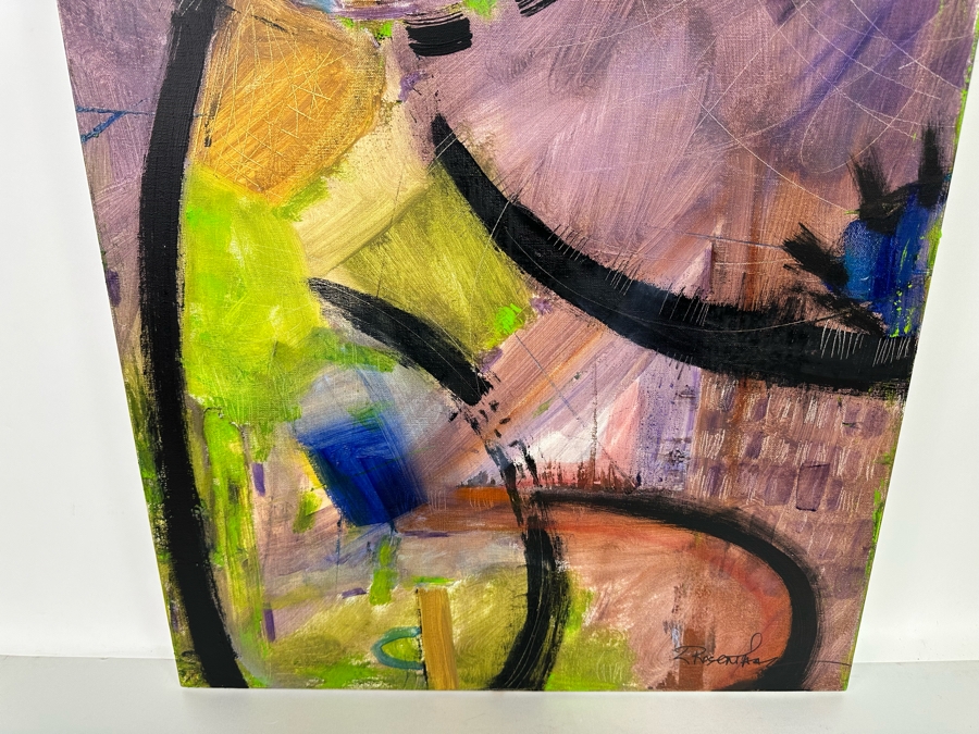 Christina Rosenthal (B. 1951, So Cal) Original Abstract Painting on Canvas 24W x 36H [Photo 7]