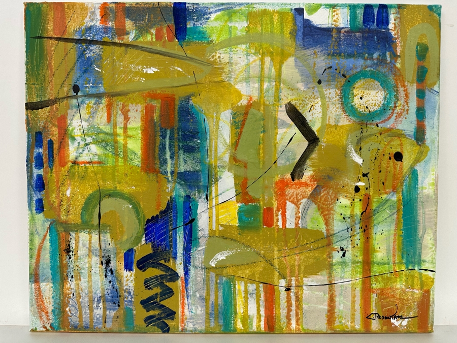 Christina Rosenthal (B. 1951, So Cal) Original Abstract Painting on Canvas 20W x 15H [Photo 3]