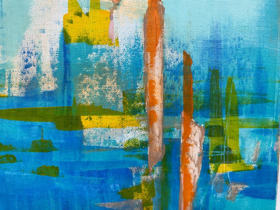 Christina Rosenthal (B. 1951, So Cal) Original Abstract Painting on Canvas 20W x 15H [Photo 5]