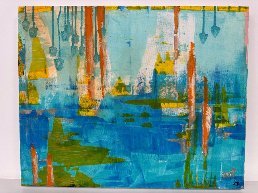 Christina Rosenthal (B. 1951, So Cal) Original Abstract Painting on Canvas 20W x 15H [Photo 2]