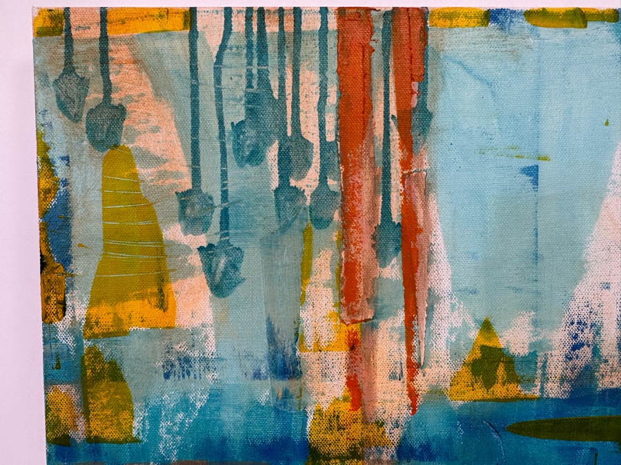 Christina Rosenthal (B. 1951, So Cal) Original Abstract Painting on Canvas 20W x 15H [Photo 7]