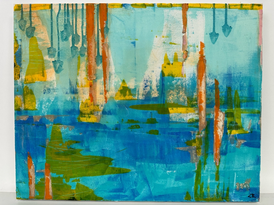 Christina Rosenthal (B. 1951, So Cal) Original Abstract Painting on Canvas 20W x 15H [Photo 4]