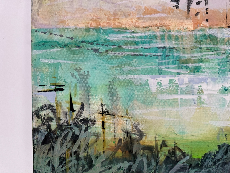 Christina Rosenthal (B. 1951, So Cal) Original Abstract Painting on Canvas 20W x 15H [Photo 5]