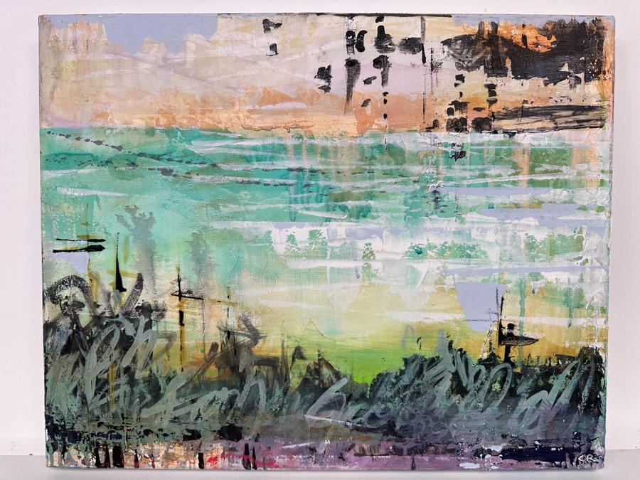 Christina Rosenthal (B. 1951, So Cal) Original Abstract Painting on Canvas 20W x 15H [Photo 2]