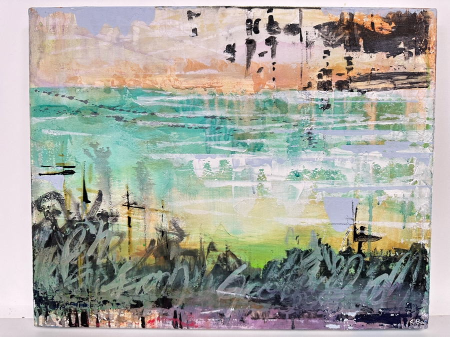 Christina Rosenthal (B. 1951, So Cal) Original Abstract Painting on Canvas 20W x 15H [Photo 3]