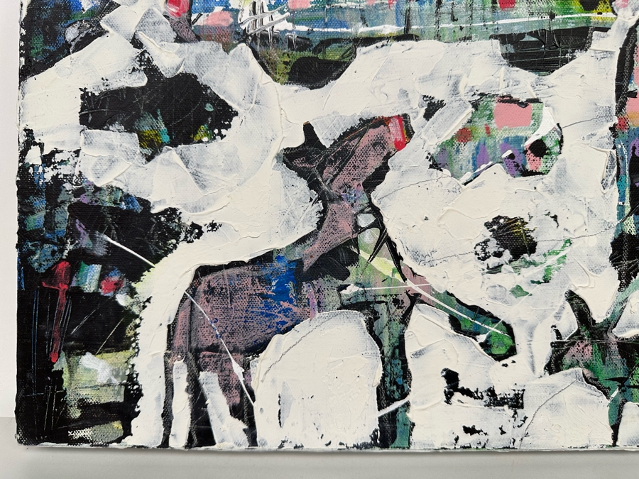 Christina Rosenthal (B. 1951, So Cal) Original Abstract Painting on Canvas 20W x 15H [Photo 6]