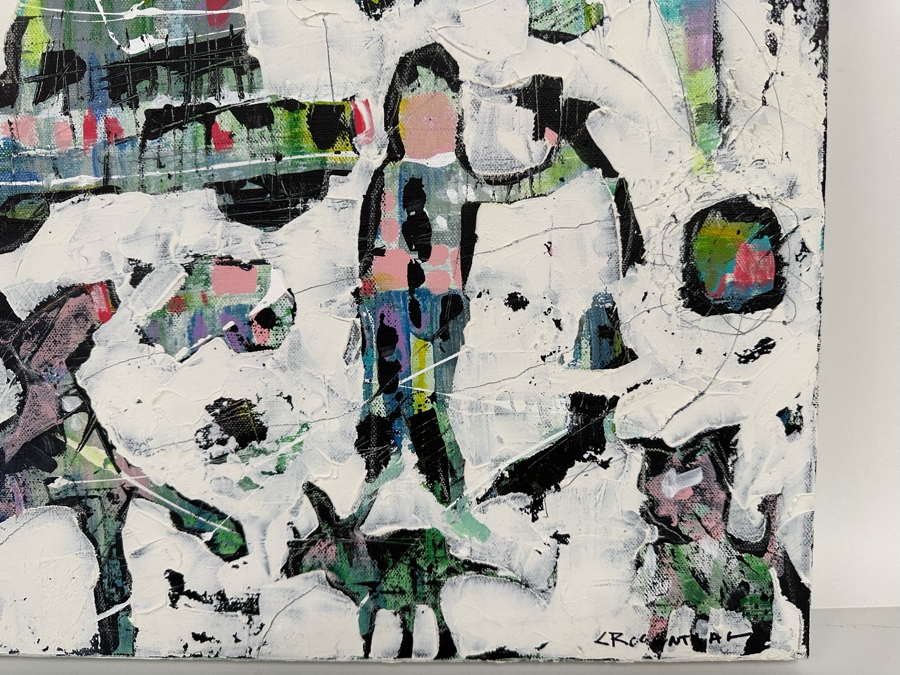 Christina Rosenthal (B. 1951, So Cal) Original Abstract Painting on Canvas 20W x 15H [Photo 7]