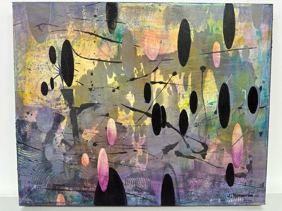 Christina Rosenthal (B. 1951, So Cal) Original Abstract Painting on Canvas 20W x 15H [Photo 2]