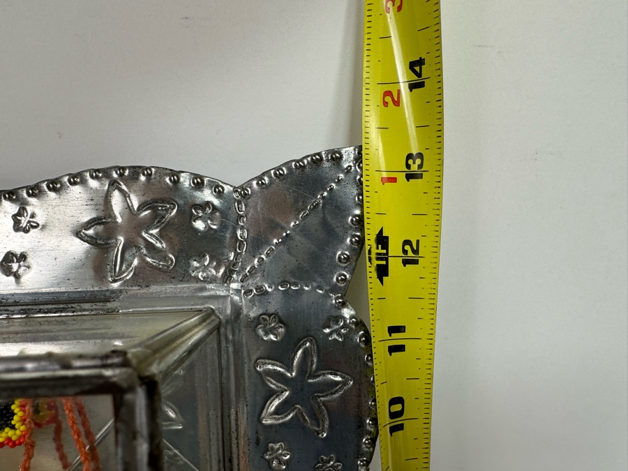 Pair of Mexican Beadwork Bracelets and Bowl Displayed in Shadowbox 13.5W x 13.5 H x 3 [Photo 18]