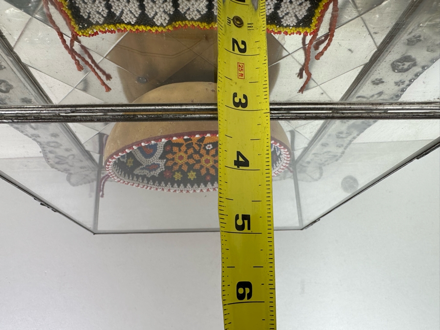 Pair of Mexican Beadwork Bracelets and Bowl Displayed in Shadowbox 13.5W x 13.5 H x 3 [Photo 19]