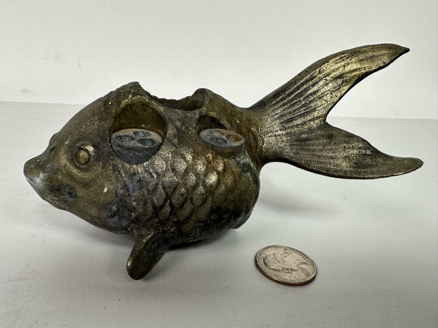 Vintage Japanese Ikebana Flower Frog Koi Fish 6.5W x 4D x 3H [Photo 5]