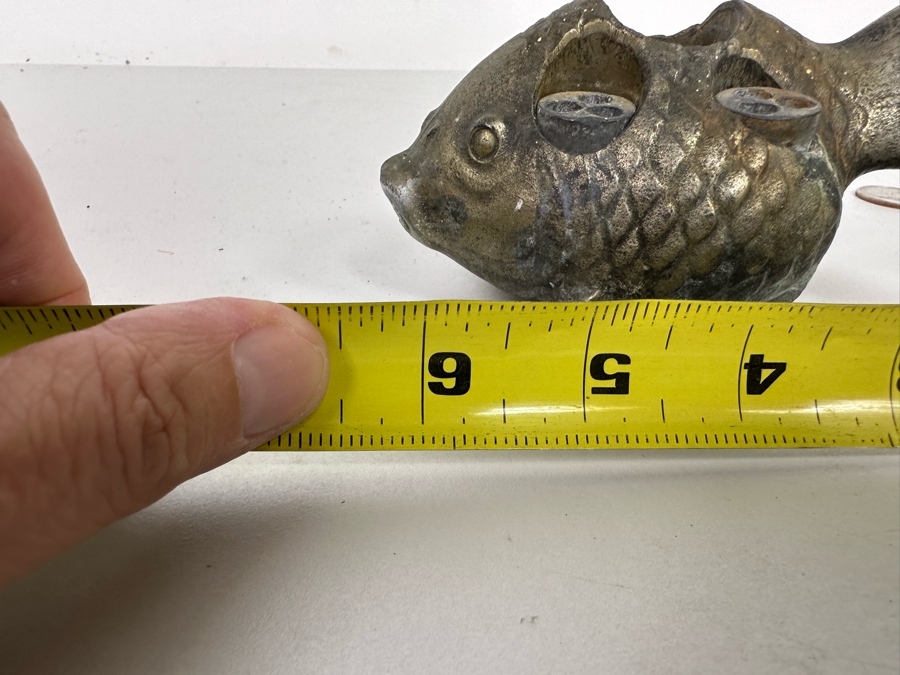 Vintage Japanese Ikebana Flower Frog Koi Fish 6.5W x 4D x 3H [Photo 9]