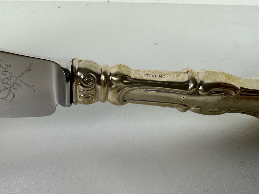 Ambassador Cutlery Pair of Knives and Bacon Fork all with Sterling Silver Handles [Photo 7]