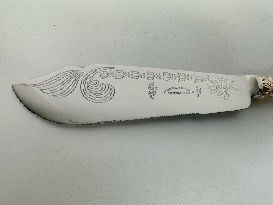 Ambassador Cutlery Pair of Knives and Bacon Fork all with Sterling Silver Handles [Photo 6]