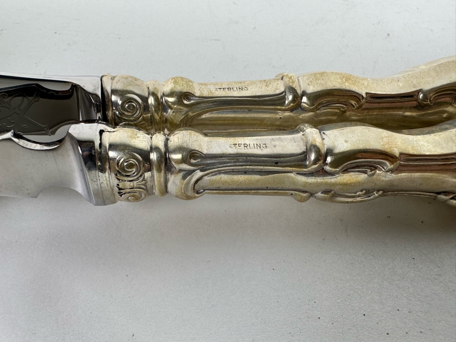 Ambassador Cutlery Pair of Knives and Bacon Fork all with Sterling Silver Handles [Photo 8]